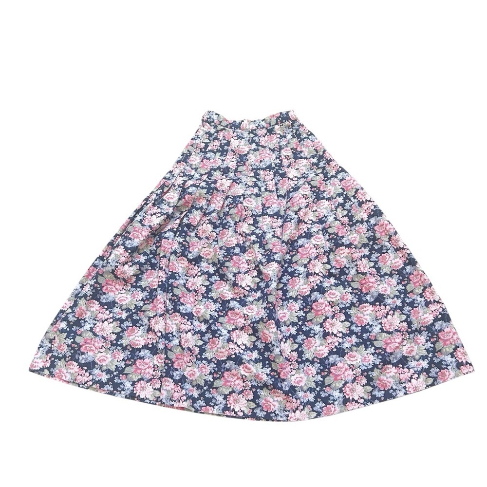 Vintage 80’s Laura Ashley Cotton Floral Flowy Skirt size 6 Size Zipper Closure